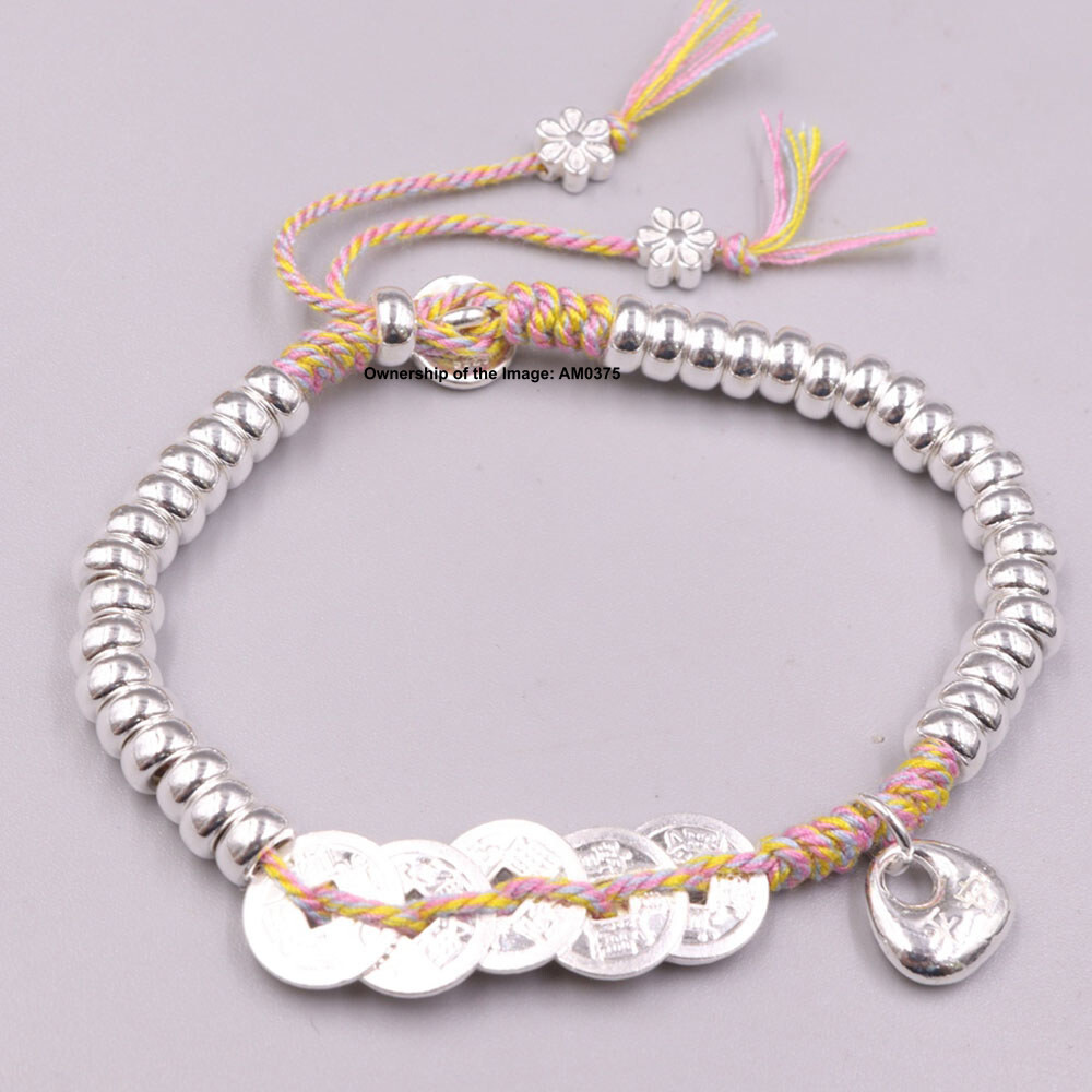 Pure 925 Sterling Silver Bracelet for Women 5.5mm Abacus Beads Adjustable