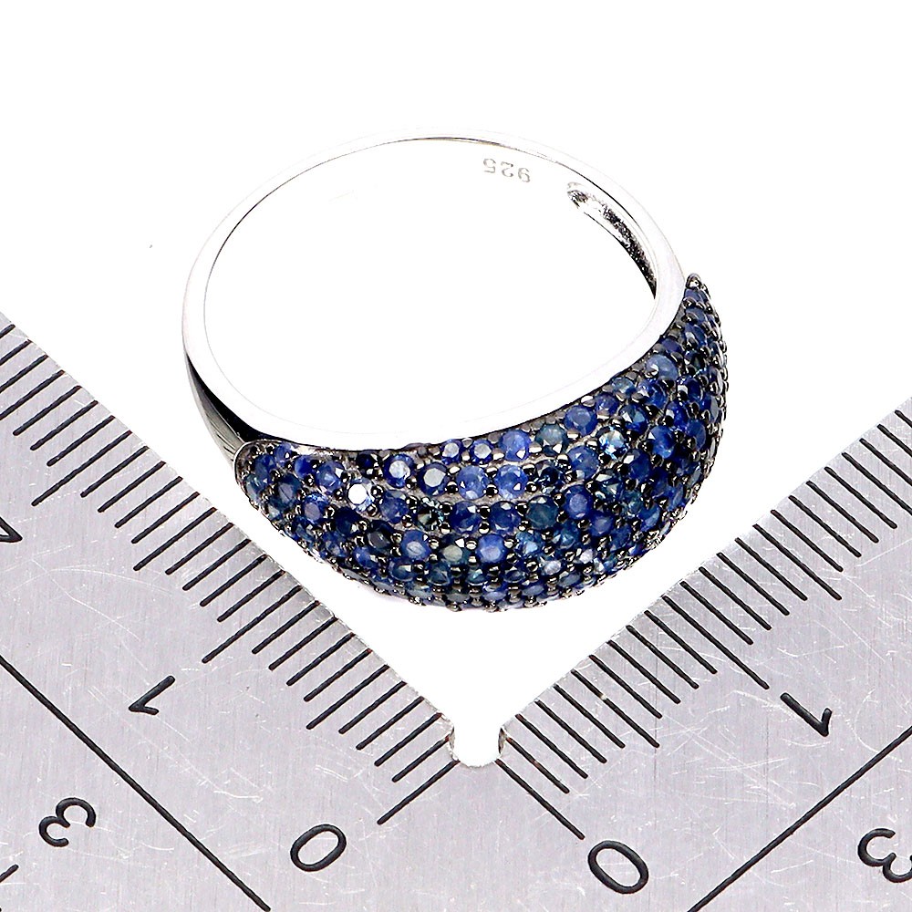 925 Sterling Silver Ring Blue Sapphire Round Diamond Cut Gemstone Jewelry Size 8