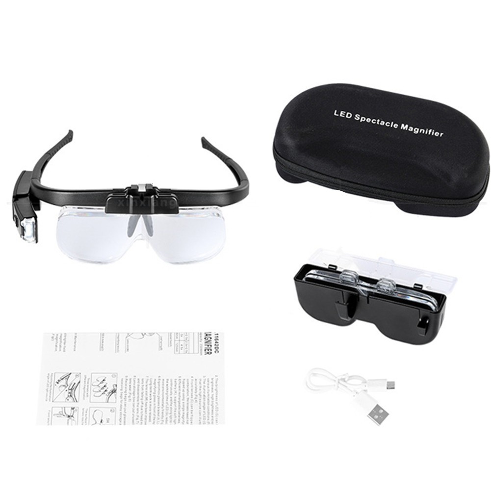 Max 4.5X Focus Flip up Magnifying Glasses USB Power LED Headband Loupe Magnifier