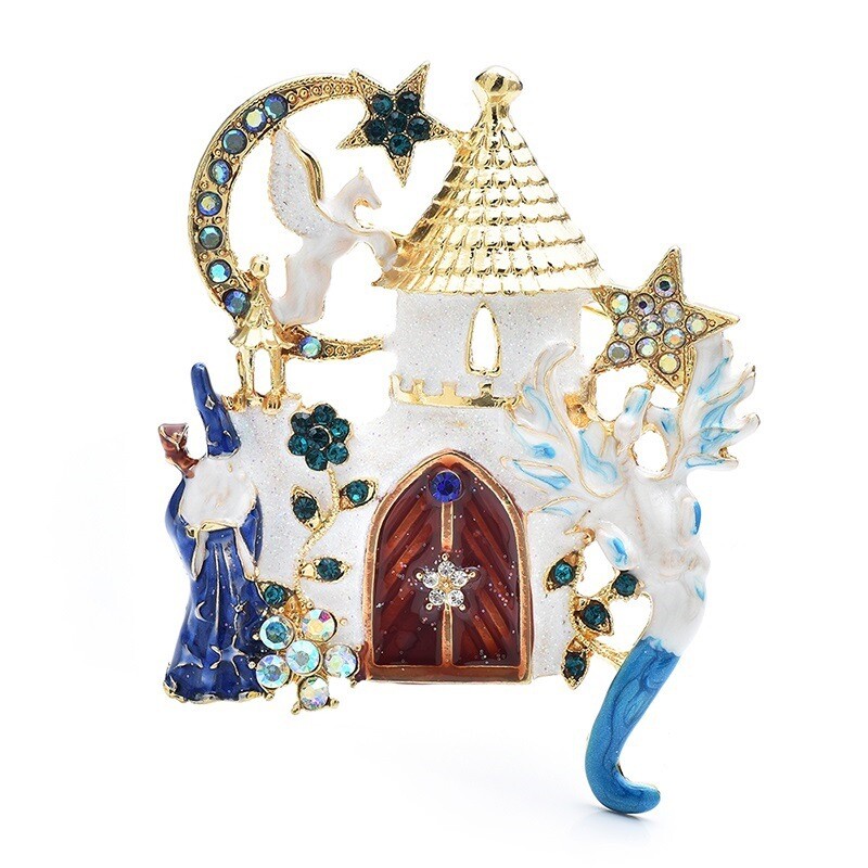 hot selling star moon castle brooch luxury clothing accessories