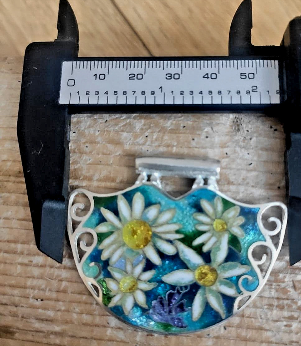 Sterling Silver handmade minankari – cloisonne enamel- Flowers
