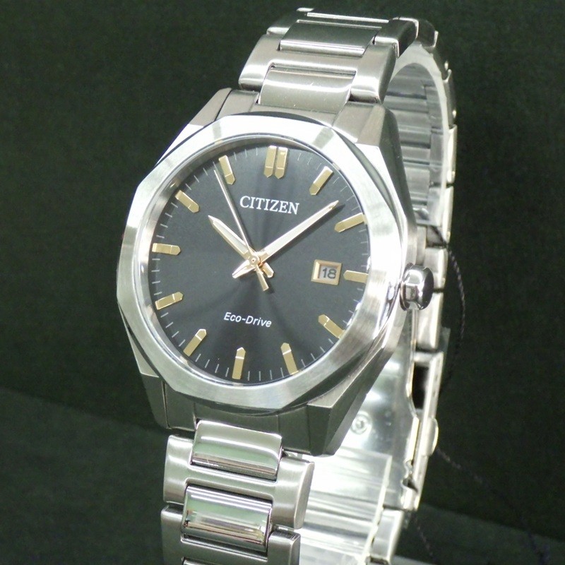 New CITIZEN Collection BM7620 83E Eco Drive Solar Watch Black Dial Octagonal Men