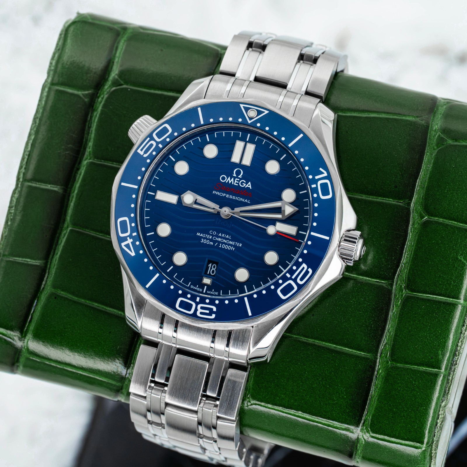2023 Omega Seamaster Diver 300m Blue Dial on Bracelet 210.30.42.20.03.001 B+P