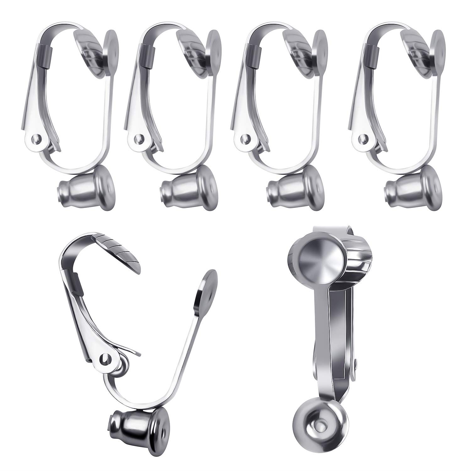 20 Pieces (10 Pairs) Stainless Steel Clip-on Earrings Converter Components wi…
