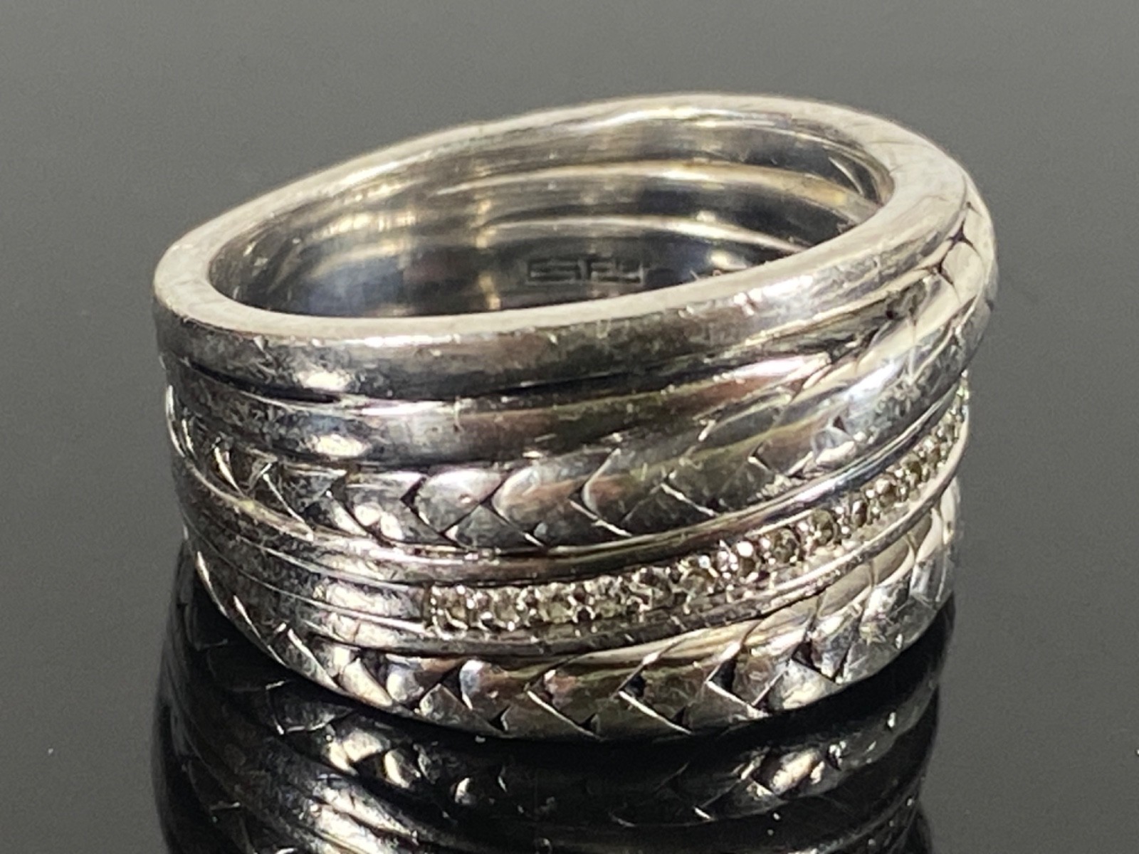 EFFY DESIGNER STERLING SILVER 925 Ring Band Size 7 Five Strands 8.3g