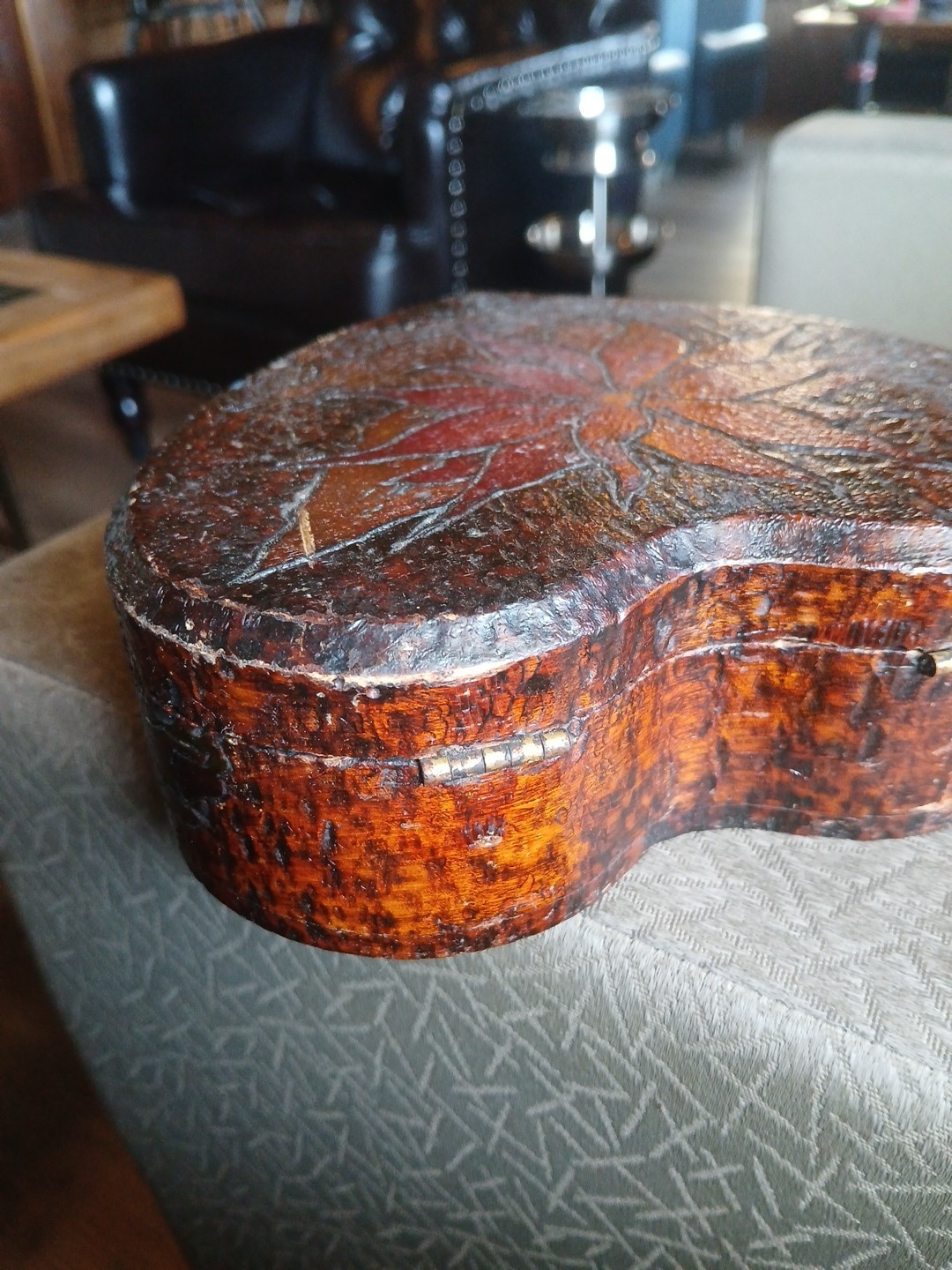 Antique Heart Shaped Wooden Keepsake Trinket Jewelry Box