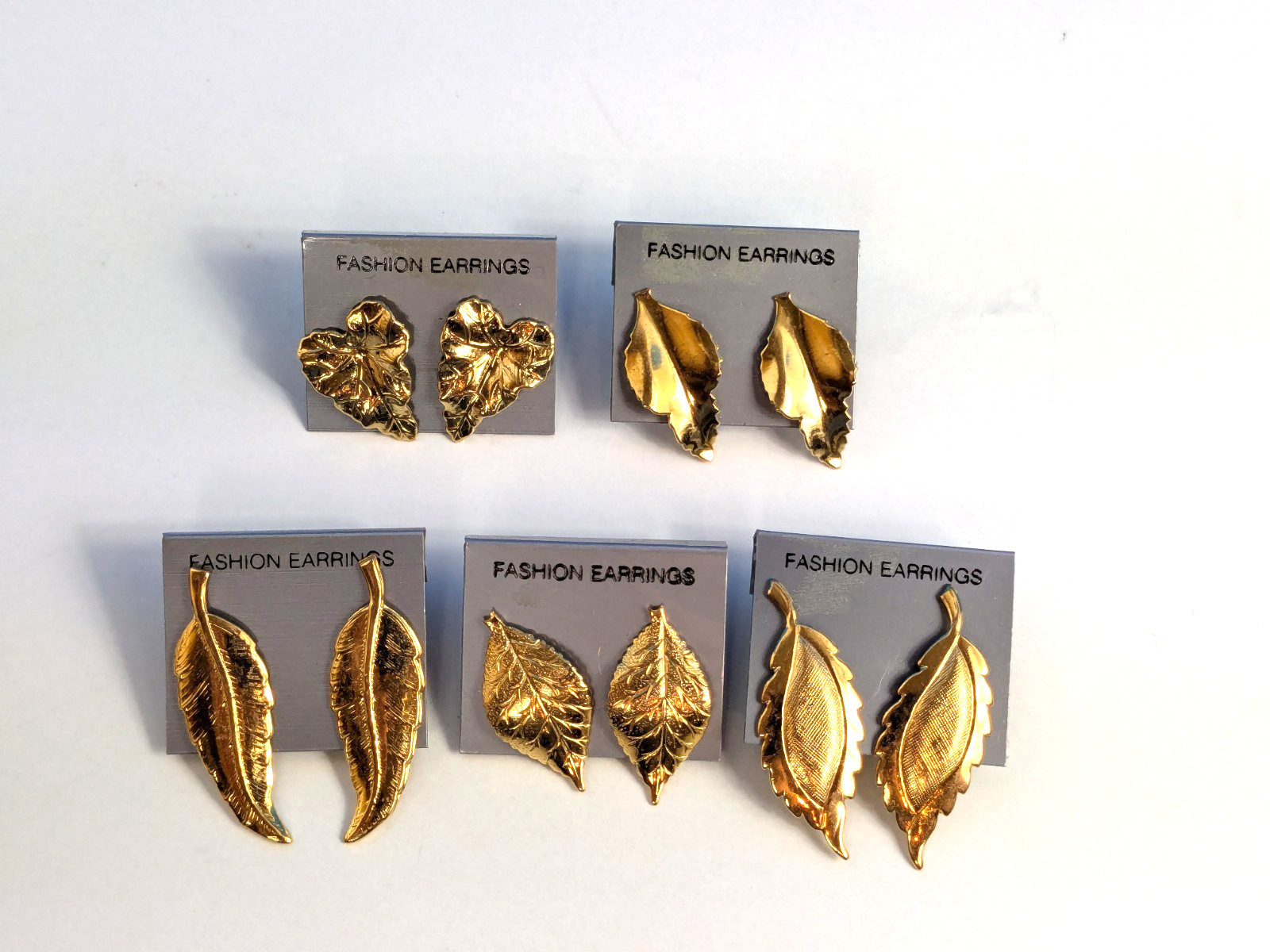 Leaf Leaves Tree Plant Vintage 80s Earrings 5 pair Lot