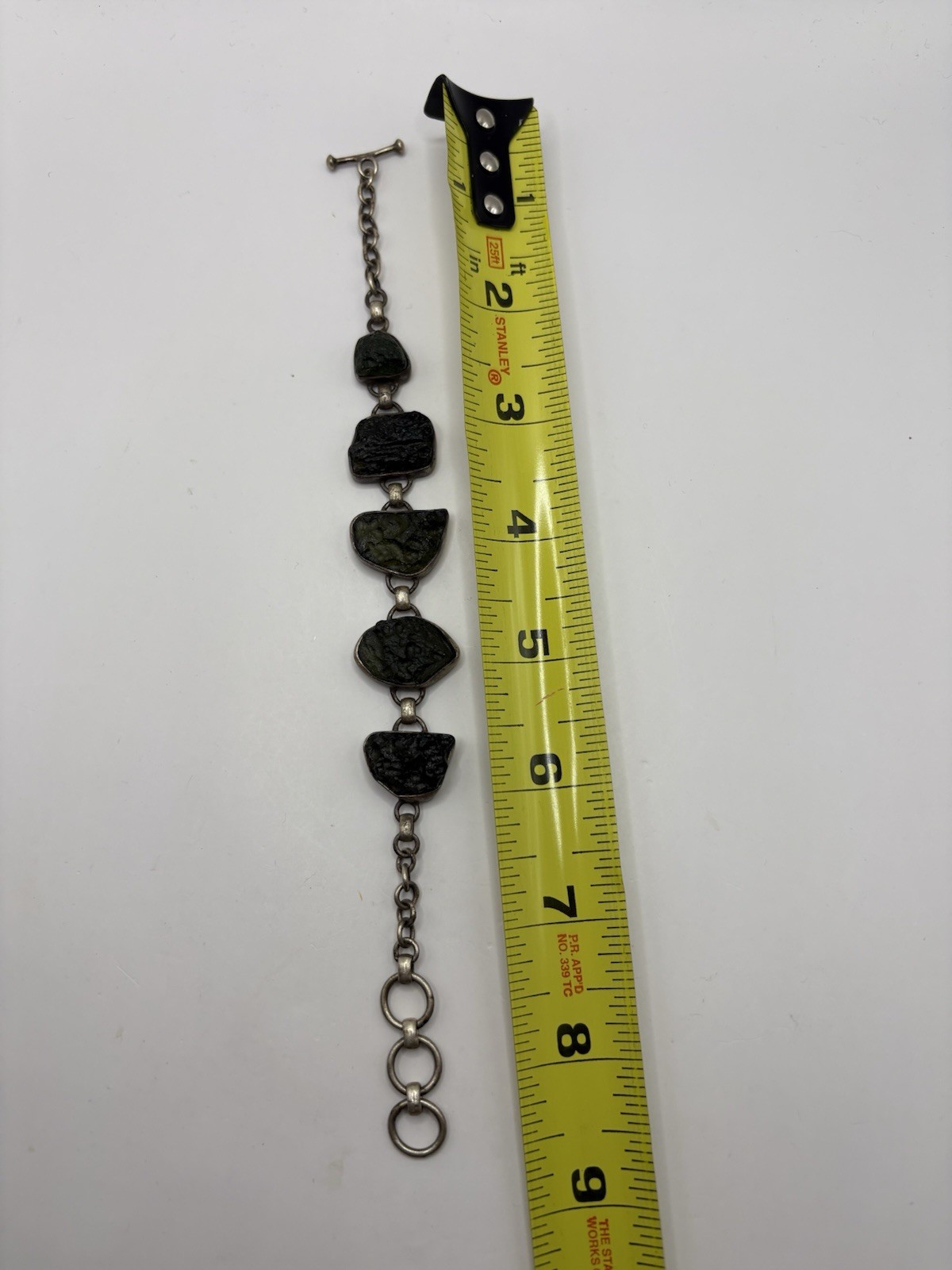 sterling silver 925 chunky bracelet Acrylic Rock Gray 7” 8” 8.5” Whimsigoth