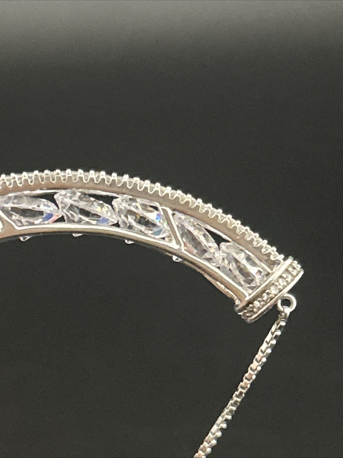 Sterling 925 Signed Fuzion Creations CZ Bridge Adjustable Slider Bracelet