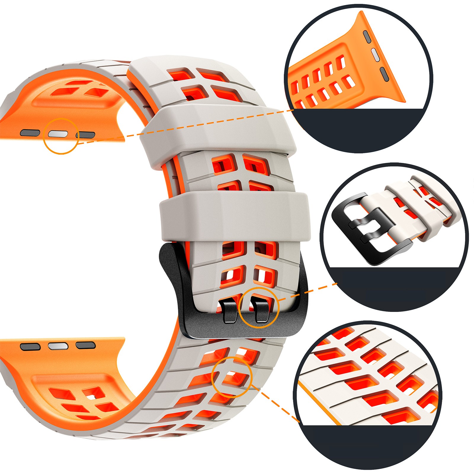 Rugged Silicone Band for Apple Watch Ultra /Series 11 10 9 8 7 6 SE Sport Strap
