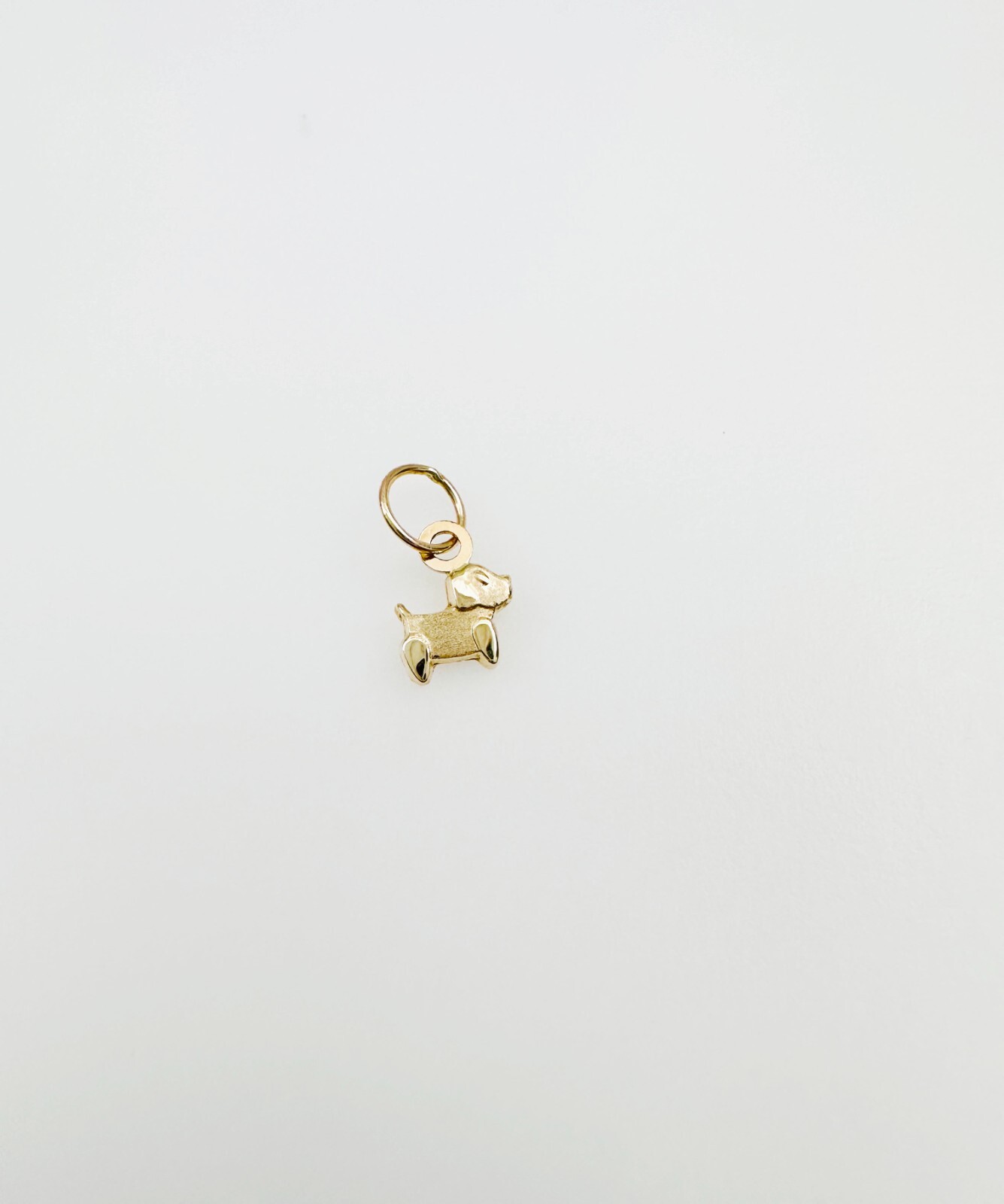 14K Solid Yellow Gold Teeny Tiny – Very Small Dog Puppy Charm Pendant 10x6mm