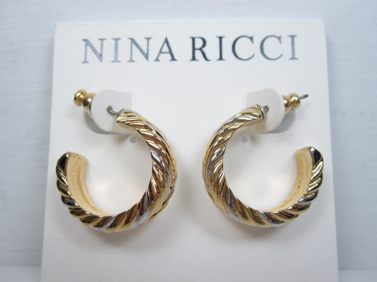 Nina Ricci Gold & Rhodium Plated Hoop Pierced Earrings – 8485