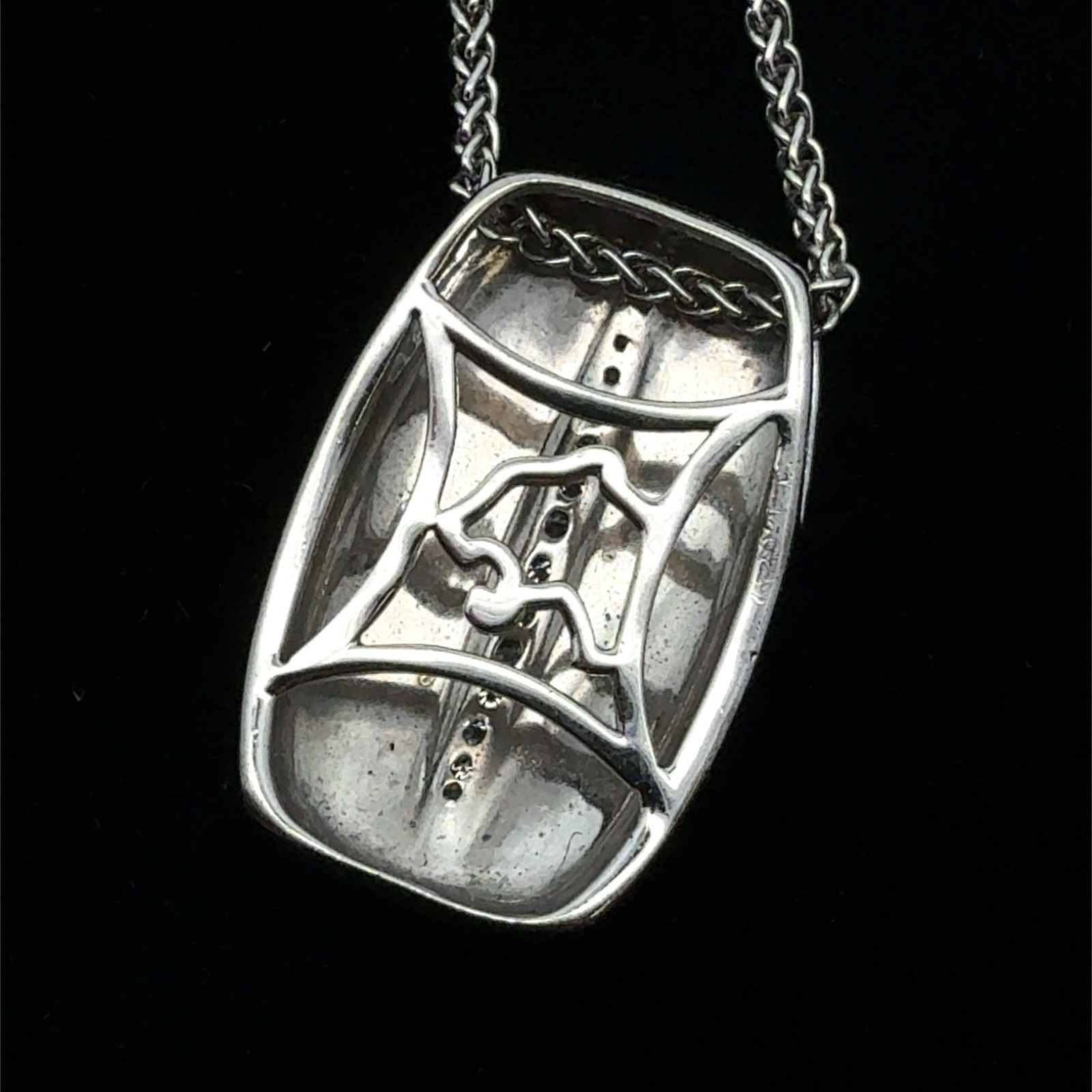 EFFY 17” 925 Sterling Silver Brushed Finish Diamond Pendant Necklace, 6.5”
