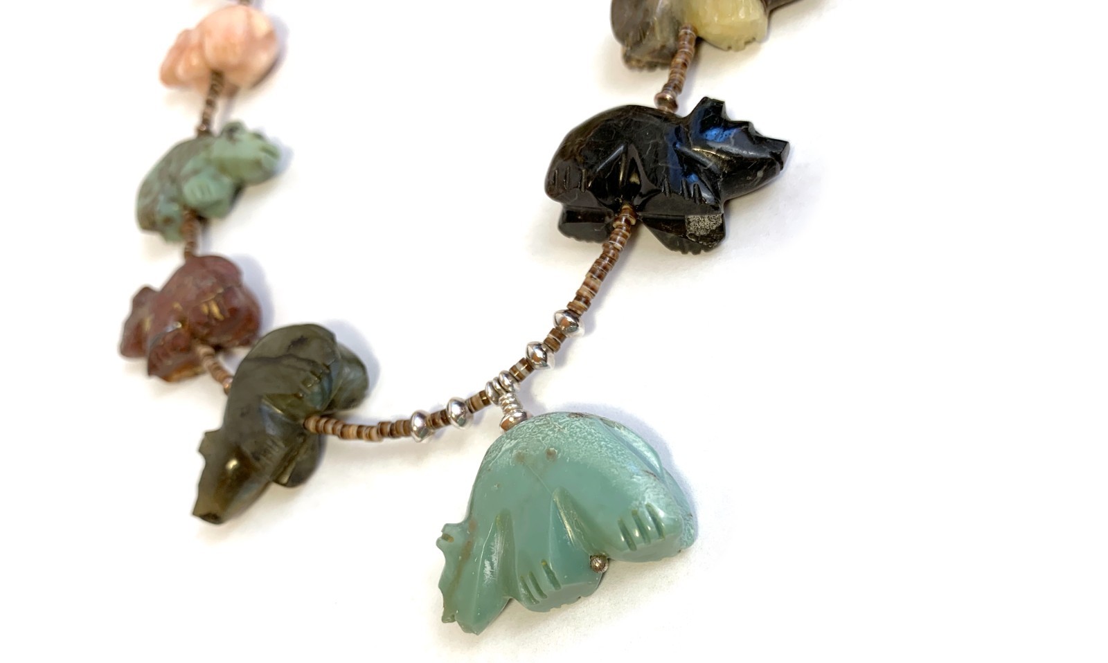 Zuni Fetish Necklace w/ Large Bears by Debra Gasper, Ray Tsethlikai / Multistone