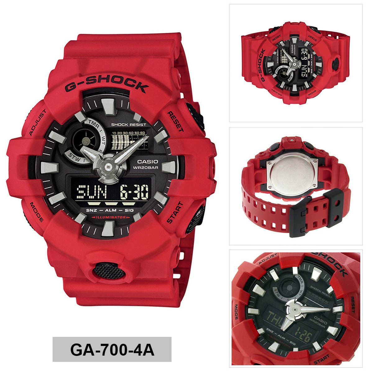 G-Shock Quartz Red Rubber Shock Resistant Casio Men’s Watch GA-700-4ACR