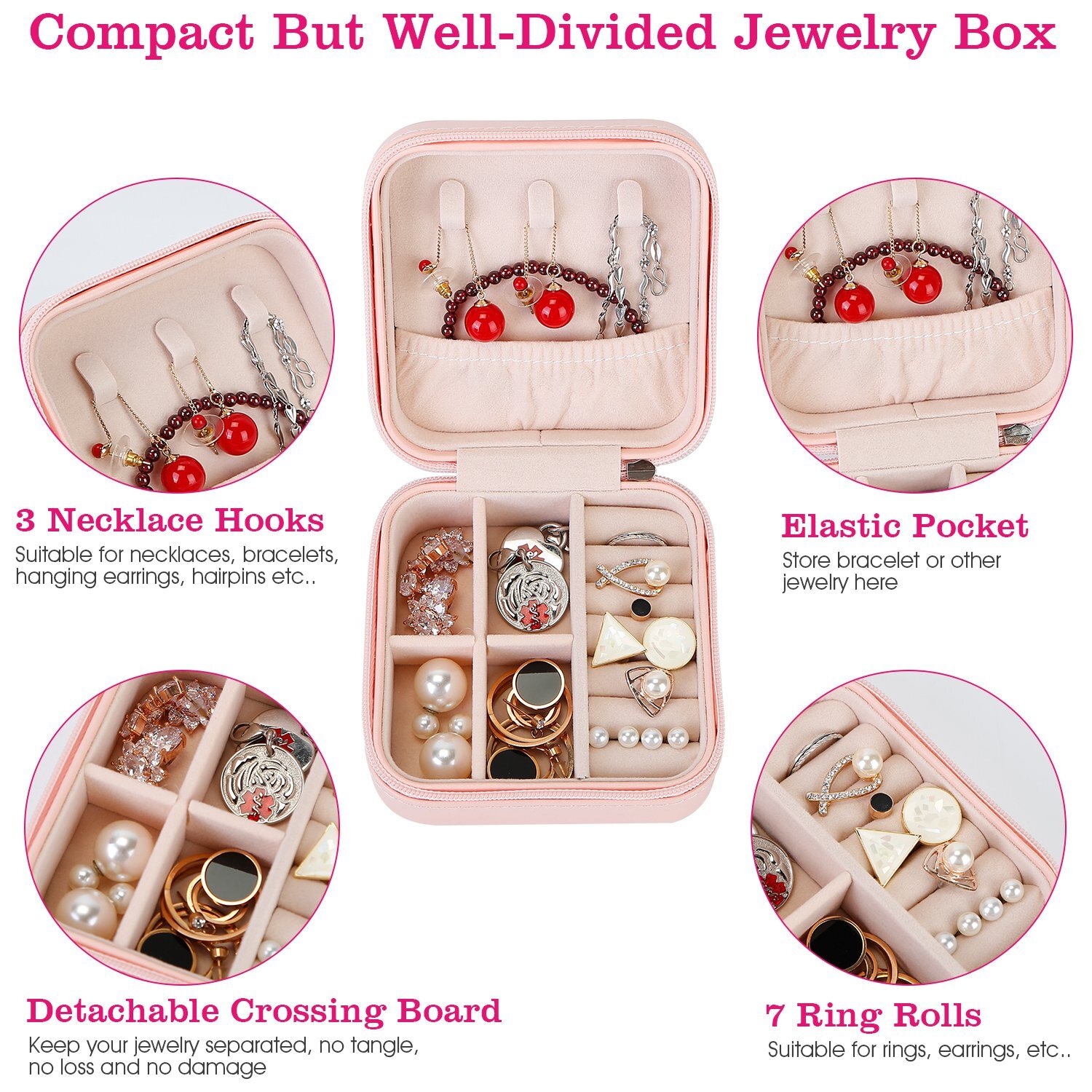 Mini Jewelry Storage Box Portable Ring Earring Necklace Case Storage Organizer