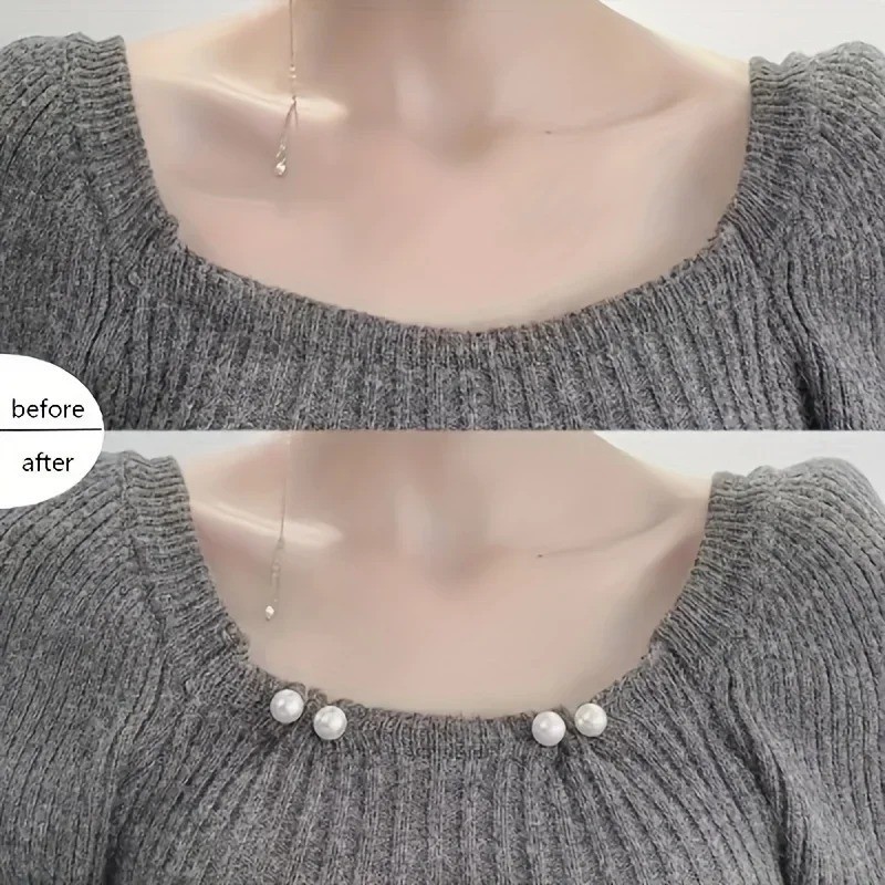 Decorative Pearl Safety Pins Dress Fastening Collar Scarf Pin Set