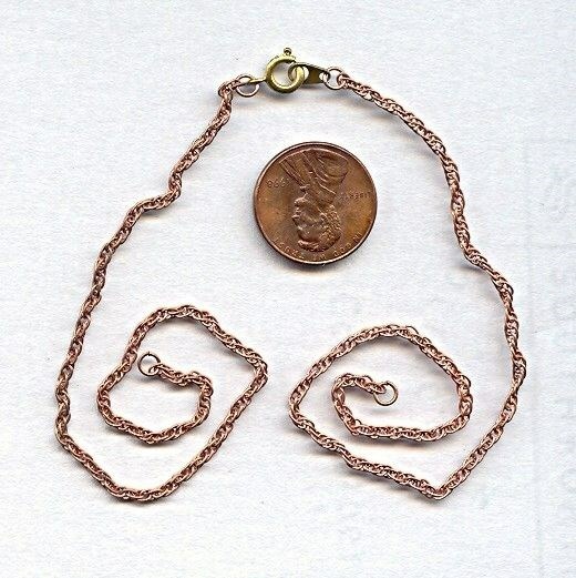 36 PIECES VINTAGE COPPER COATED STEEL 2mm. ROPE 16″ SPLIT CHAIN NECKLACES T26