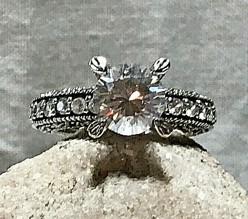 Sterling Silver Ring 5.09g Fine Jewelry Size 5.25 Clear Round Stone Prong