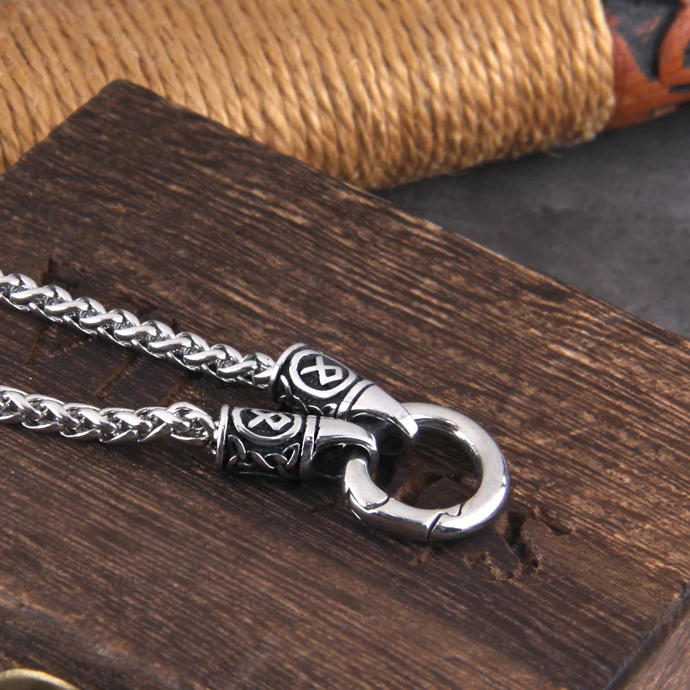 Viking Necklace Nordic Rune Open Round Clasp Pendant Stainless Steel Gift New