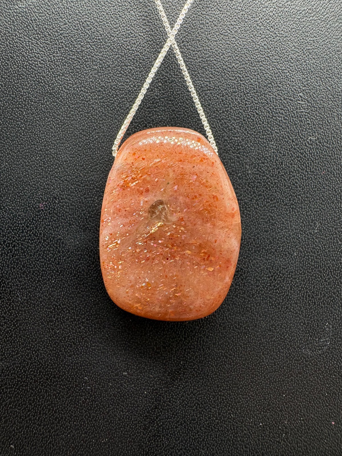 Natural Large Orange Drill Through Sunstone Pendant 44.96 Cts | 28×20.70MM