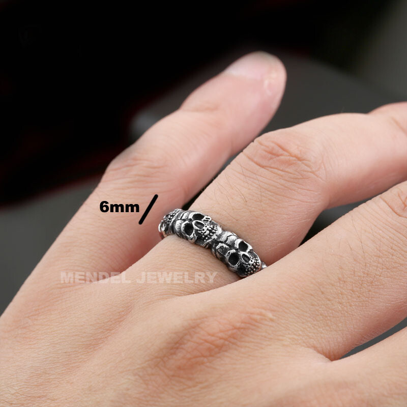MENDEL Mens Womens Stainless Steel Gothic Skull Engagement Band Ring Size 6-14