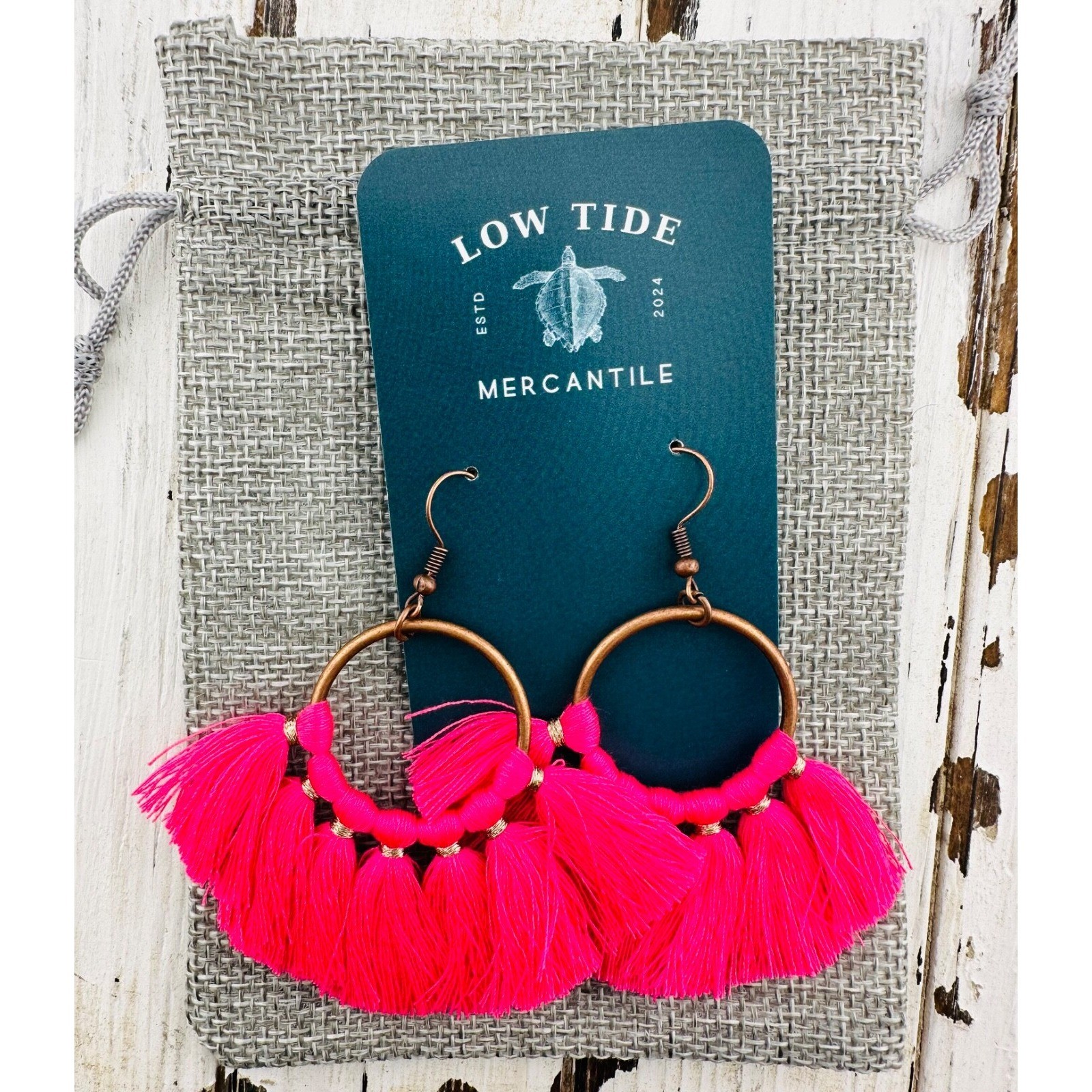Hot Pink Tassel Fan Earrings Copper Alloy EarWires NEW