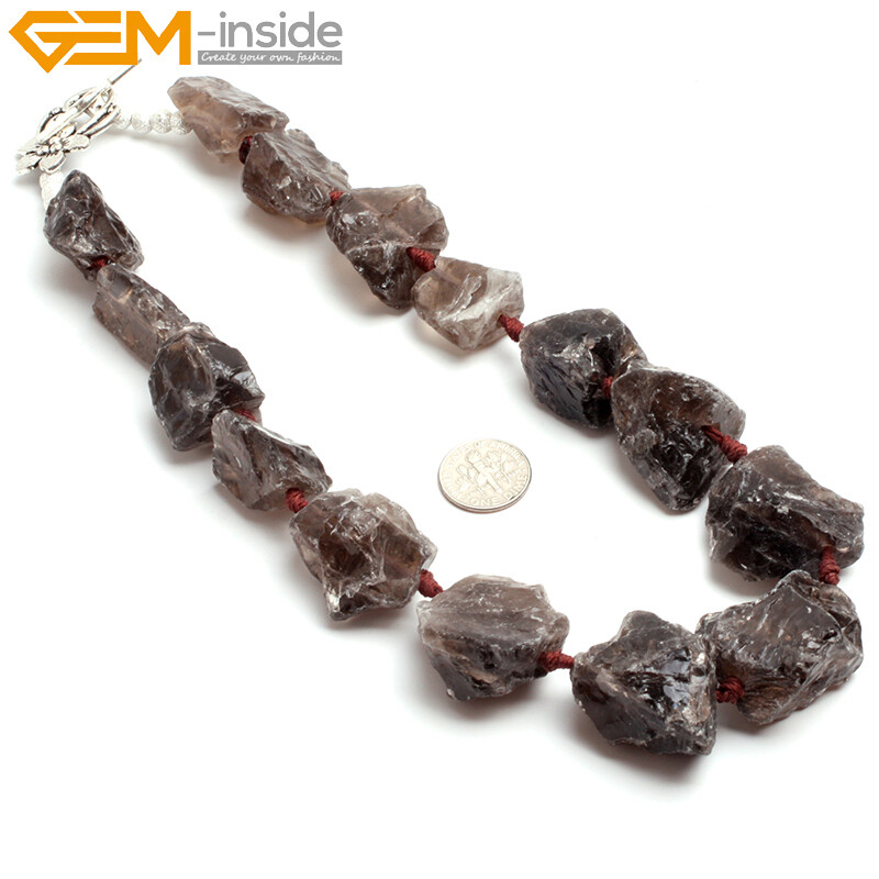 Natural Freeform Crude Rough Stone Quatrz Gemstone Beaded Jewelry Necklace 18″
