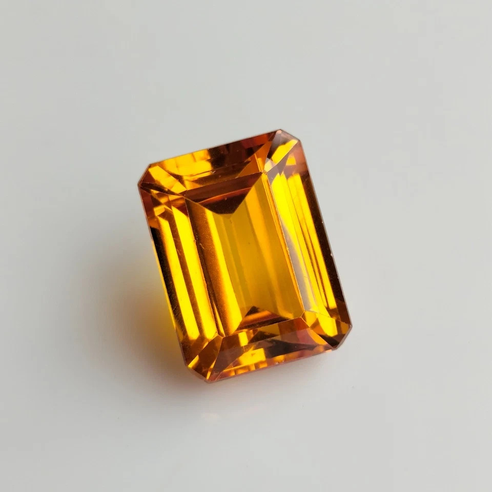 25.20 Ct Natural Fanta Orange Sapphire Emerald Cut Certified Gemstone Sri Lanka