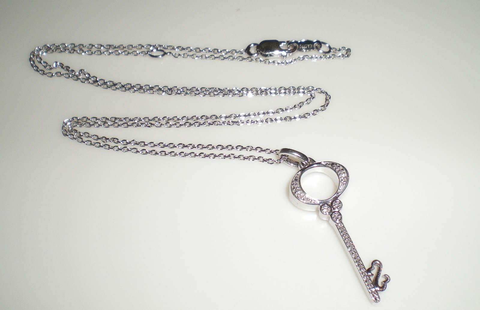 Jane Seymour Open Hearts Sterling Silver KEY Diamond Accent Necklace 💎 KAY BOX