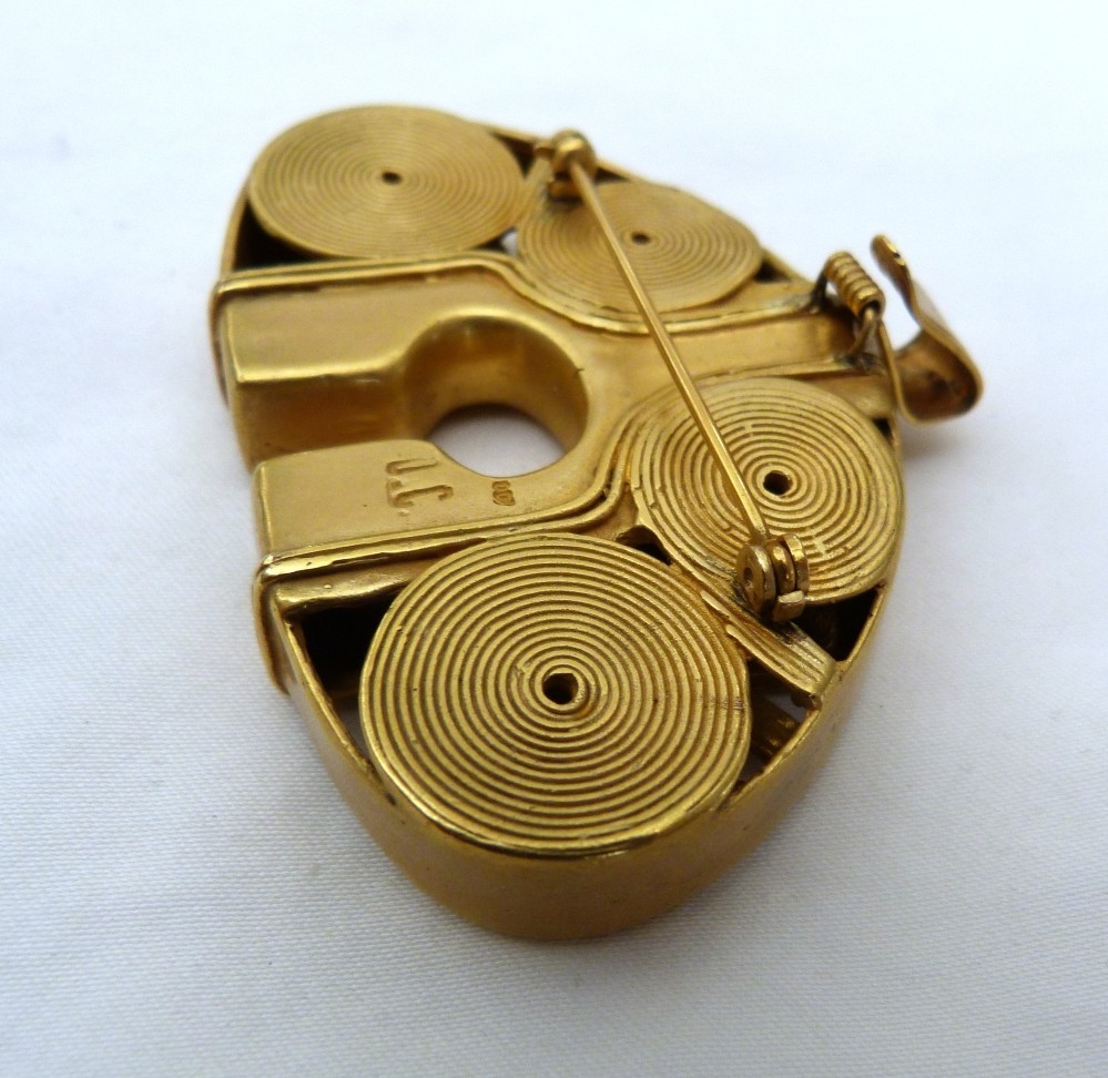 GALERIA JOYERIA CANO “SIMIN” 24K GOLD PLATE SPIRAL PIN OR PENDANT ~$315 RETAIL