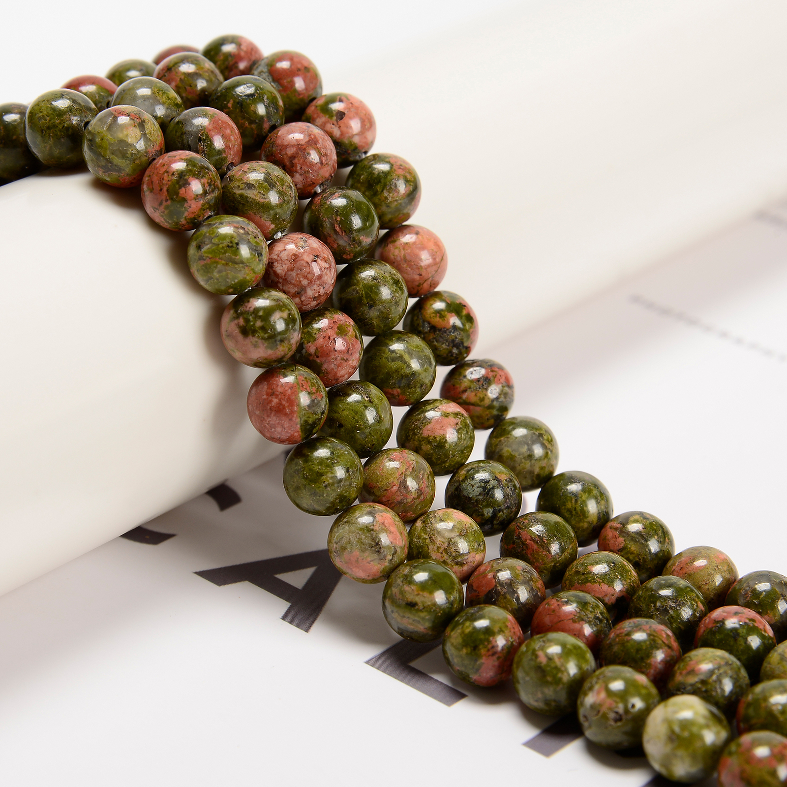 Unakite Smooth Round Beads Size 4mm 6mm 8mm 10mm 12mm 15.5″ Strand