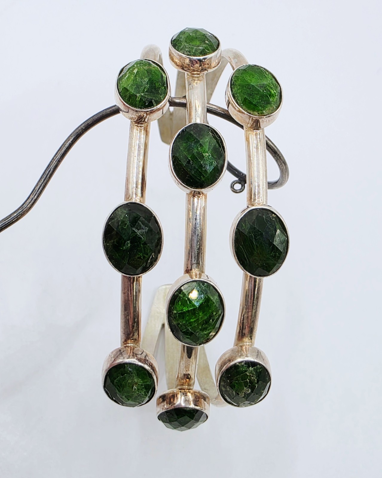 Jay King Sterling Silver Green Chrome Diopside MultiStone Cuff Bracelet 6.5″