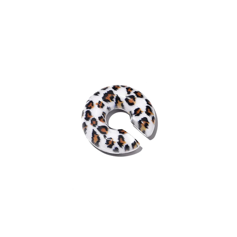 Leopard Print Round C Shape Clip On Earrings Fake No Piercing Ear Cuff 1 Pc