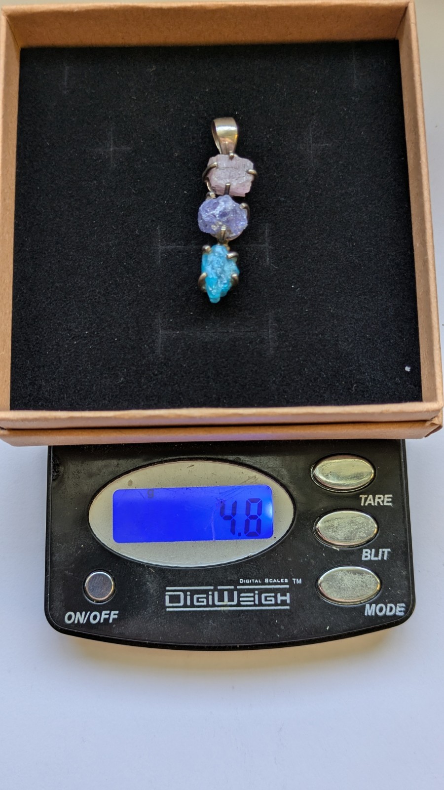925 Sterling Silver Rose Quartz Amethyst Blue Apatite Pendant