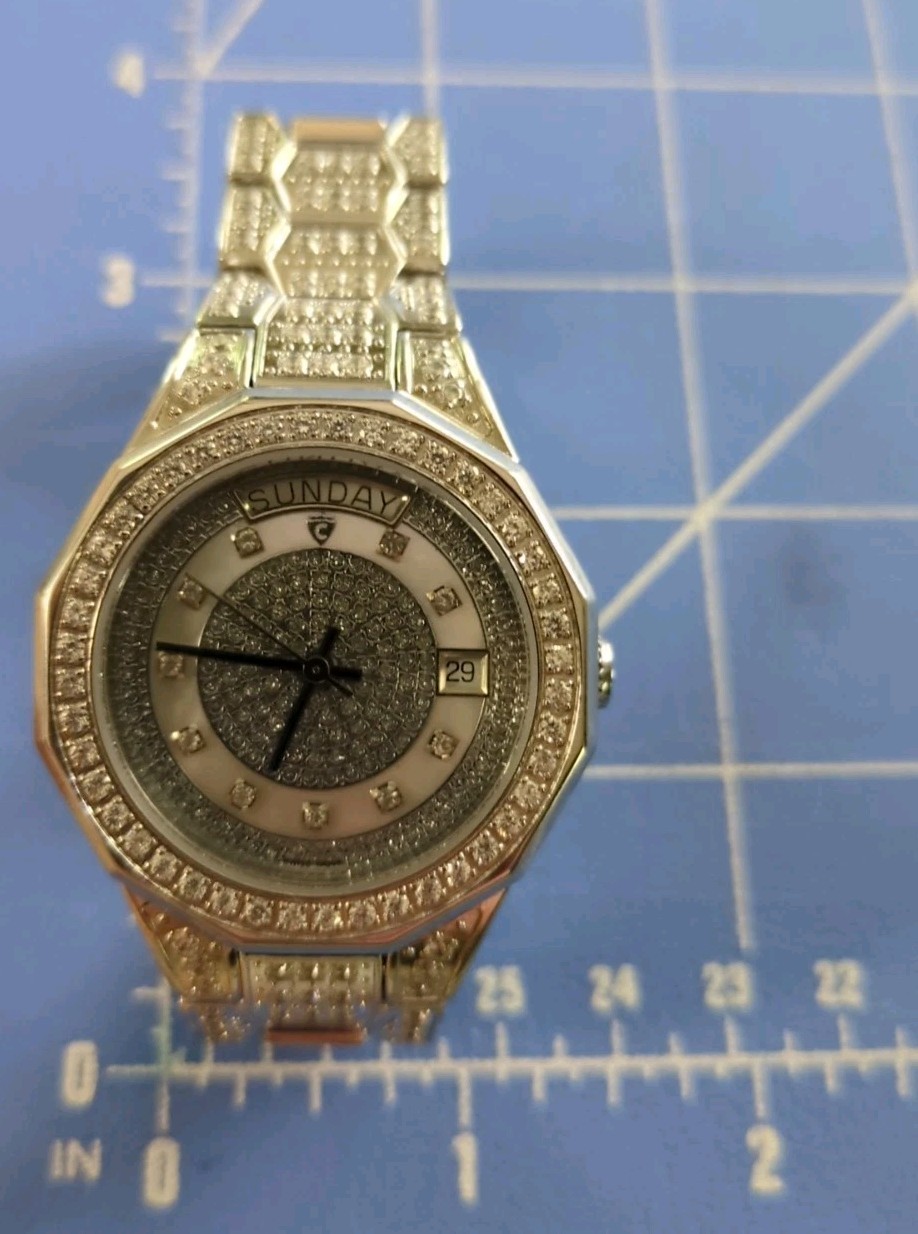Silver Croton Vintage Rhinestone Stainless Steel Automatic Watch. Brand New!!