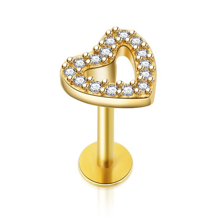 Industrial Scaffold Bar Ear Lip Piercing Heart Barbell Stianless Steel Tragus