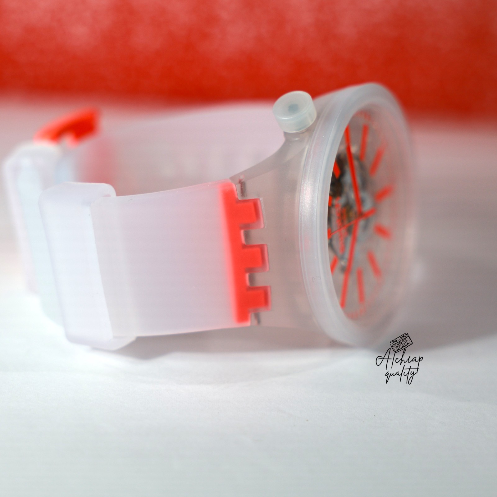 Swatch Swiss Made Big Bold Orangeinjelly 47mm SO27E102 Semi Transparent Orange