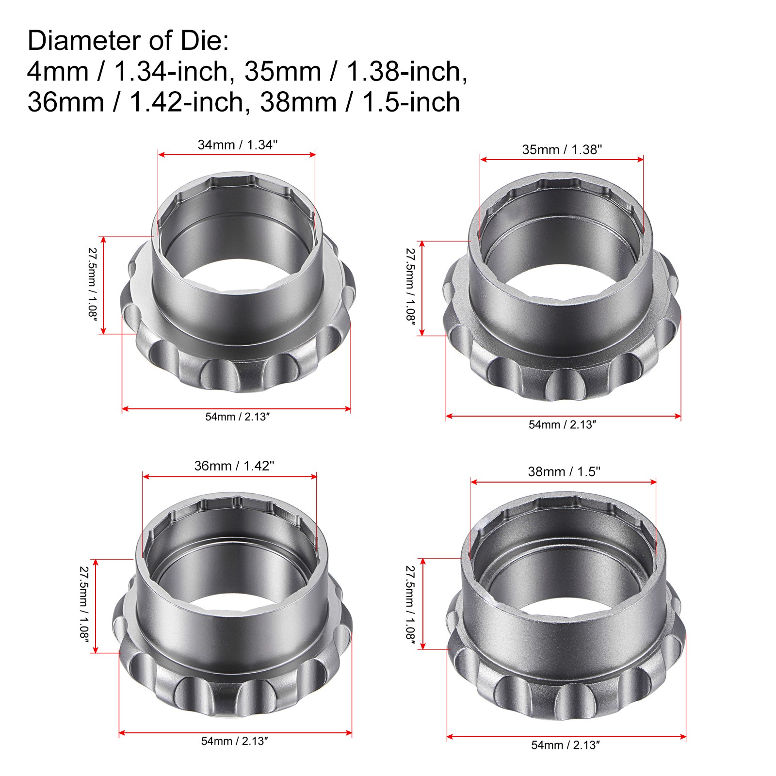 Watch Case Opener Dies 4pcs, Case Remover Tool for 34/35/36/38mm