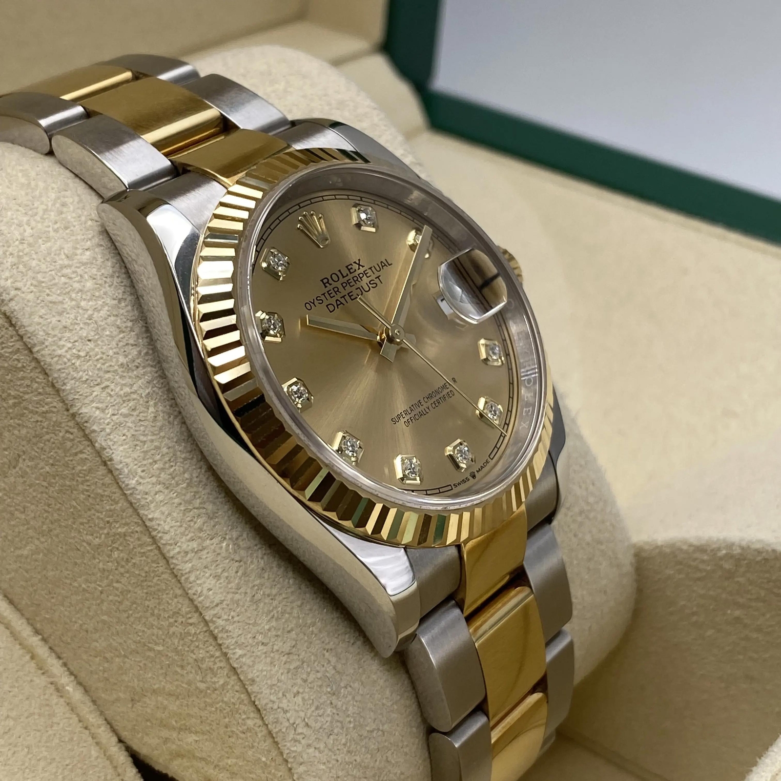Rolex Datejust 126233 36mm Yellow Gold Steel Diamond Champagne Dial Watch 2020