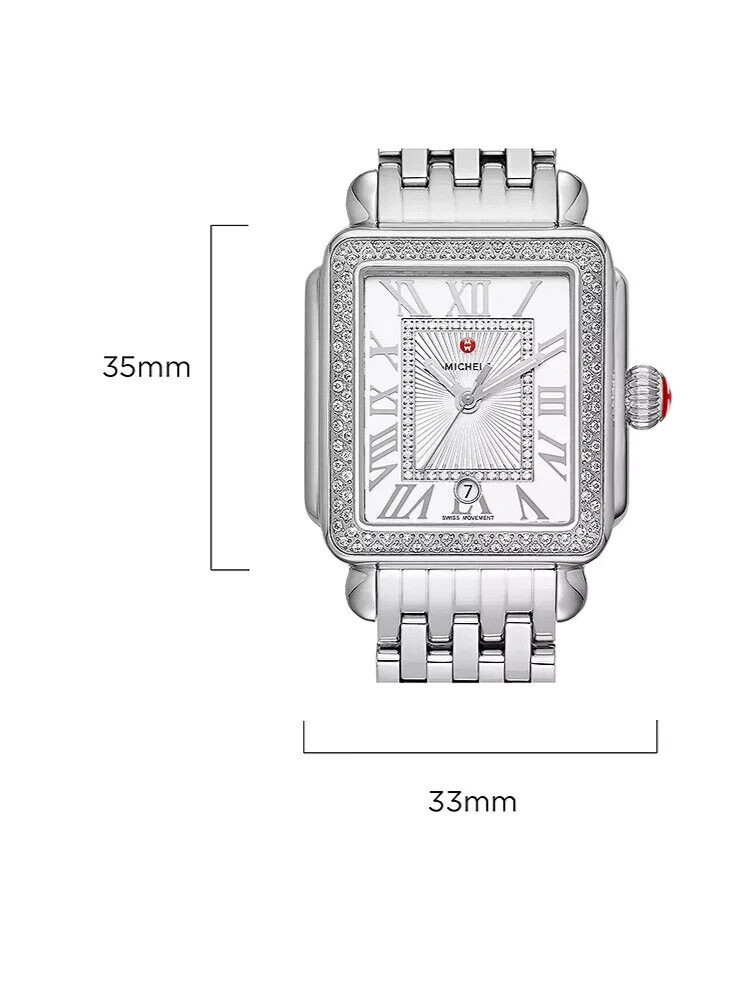 Michele Deco Madison Steel Diamonds With Silver Sunray Diamond Dial Lady Watch