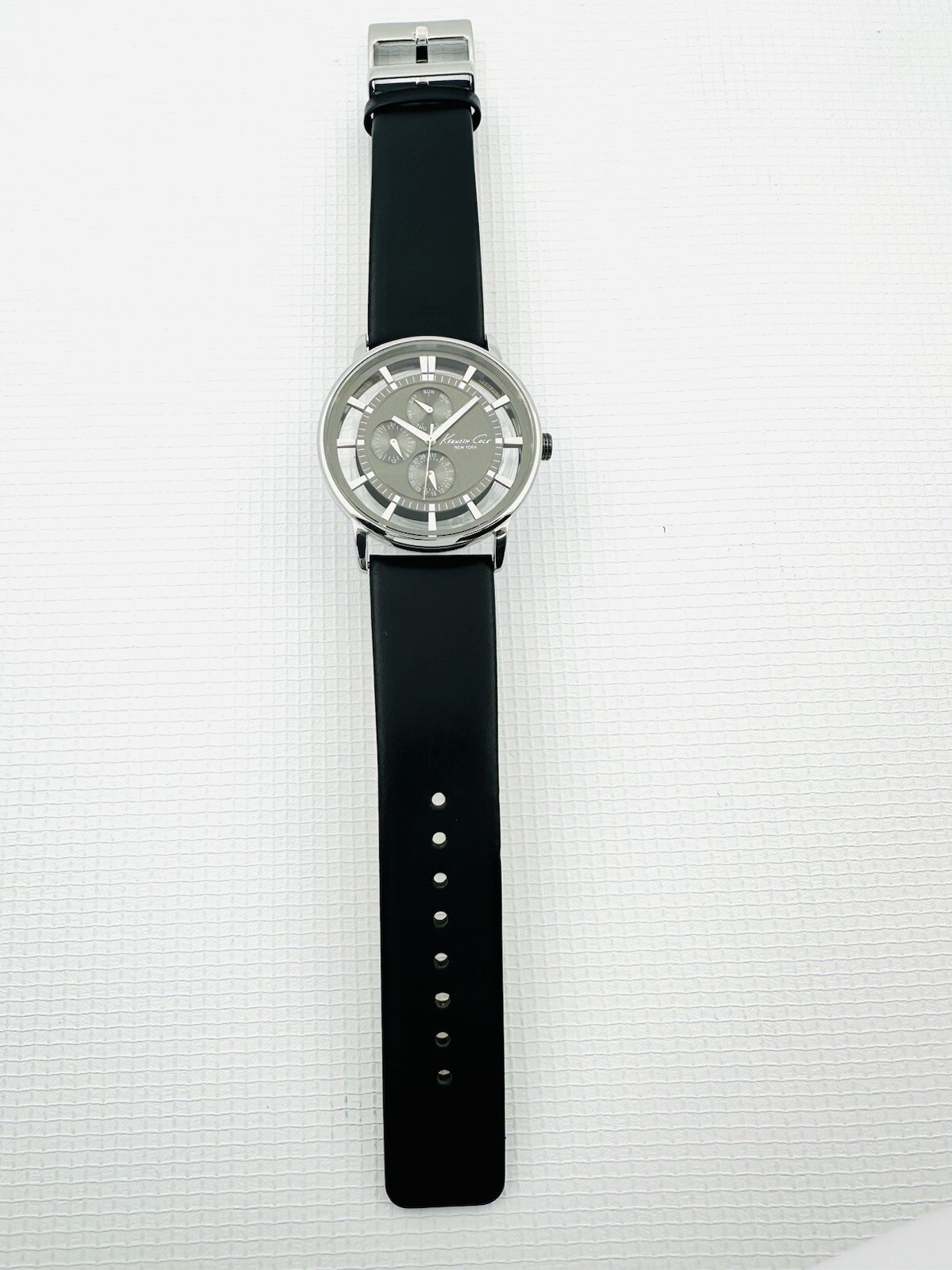 Kenneth Cole NY. KC1853 See-through transparent Mt.Grey Dial Leather Strap Watch