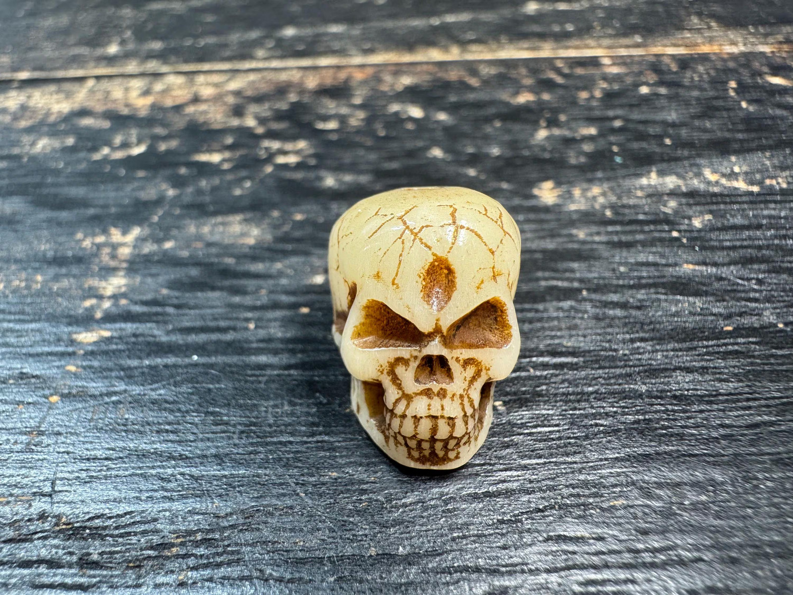 Hand-Carved Yak Bone Skull Bead | Tibetan Citipati Mala Bead | Vintage Guru Bead