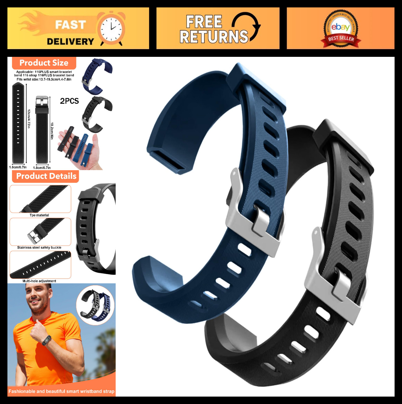 Replacement Watch Bands for ID115plus HR & Very Fit Pro – Multicolor Fitness Tra