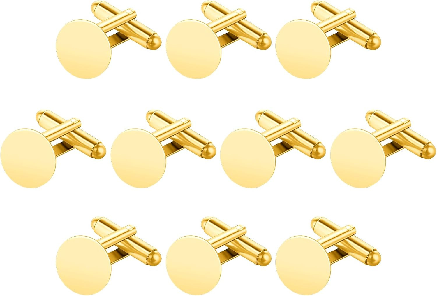10pcs 16mm Metal Cufflink Blanks Round Bezel Trays DIY Jewelry Findings Gold