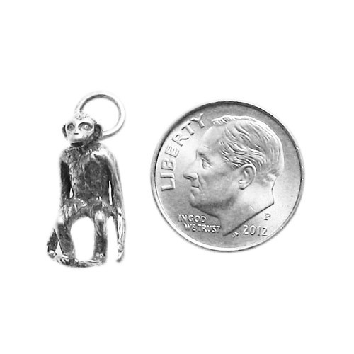 925 Sterling Silver 3D Monkey Charm