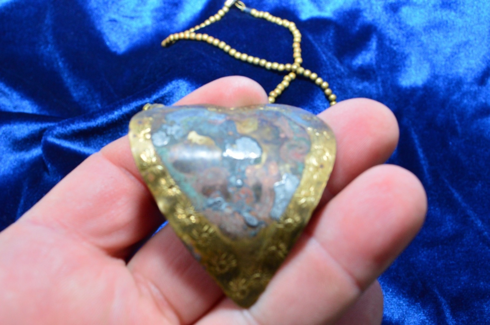 Boho Heart Necklace Copper Alloy Layered Hearts Matte Color Wash Hammered READ