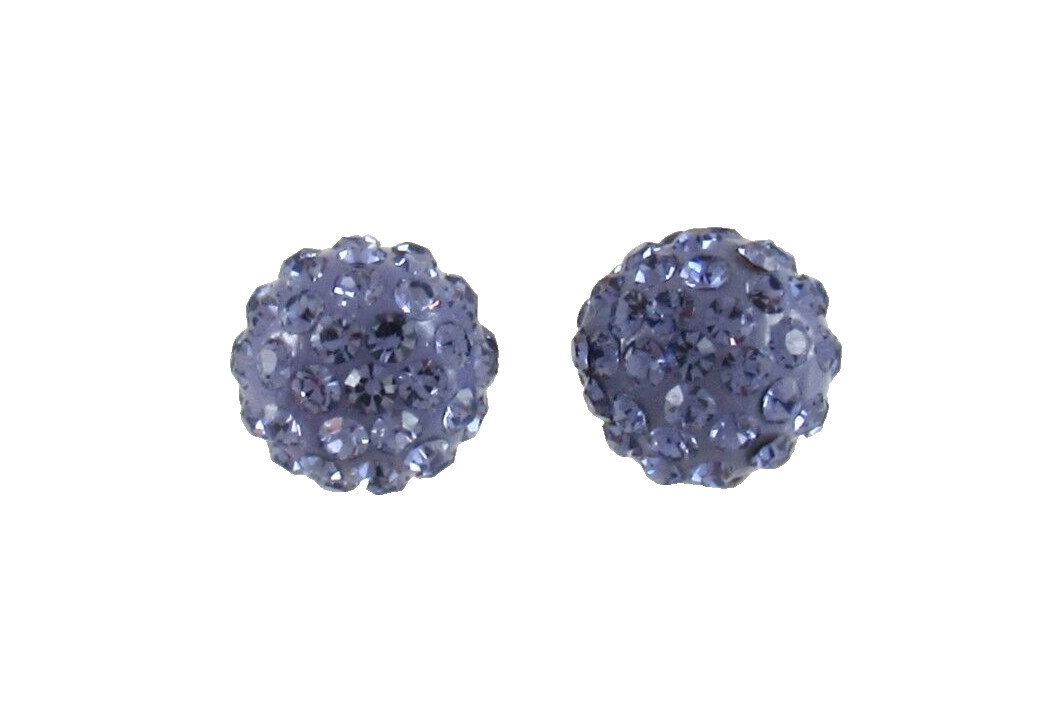 14k Yellow Gold Purple Rhinestone Disco Earrings FZN Fuzion Creations Stud