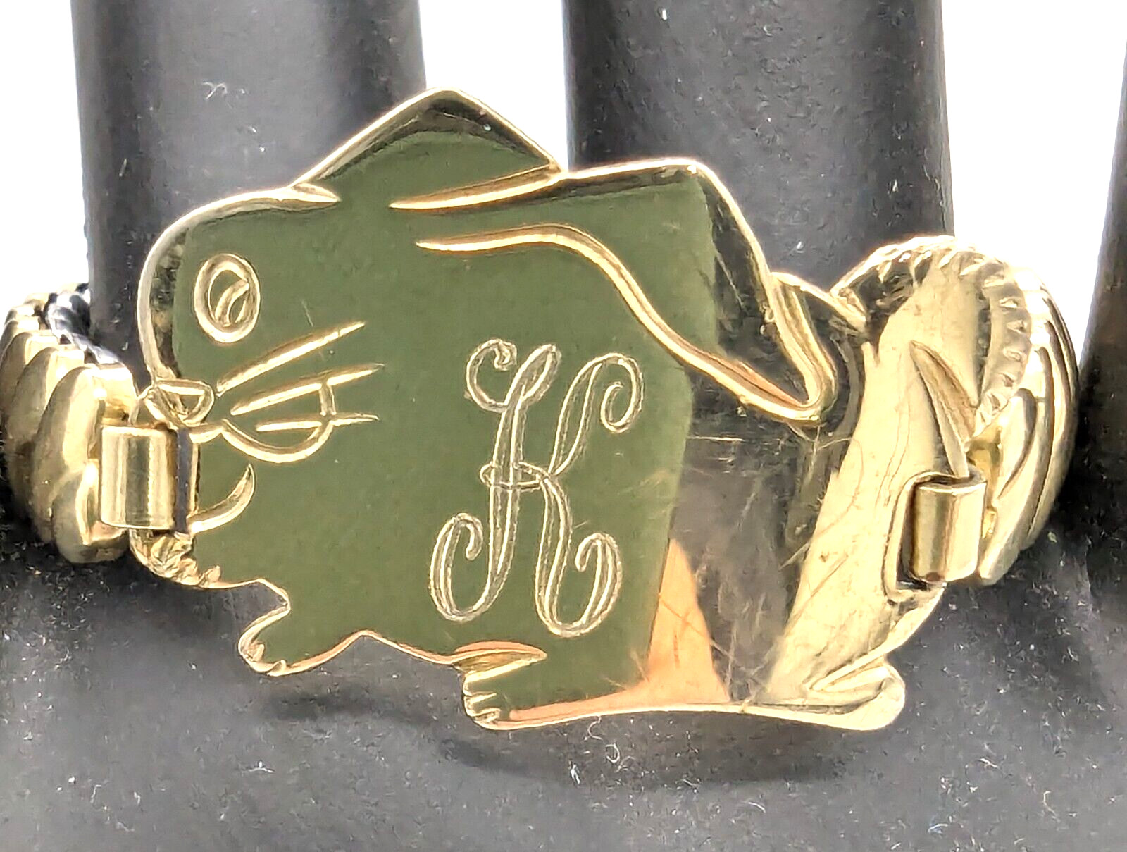 Foster Childs Rabbit Stretch Expansion Bracelet 10K Gold Vintage 1950s Engraved