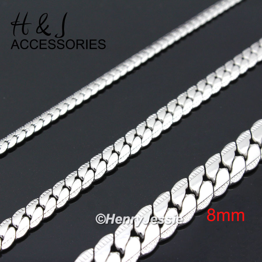 18-40″MEN Stainless Steel 8mm Silver Miami Curb Chain Necklace*N161